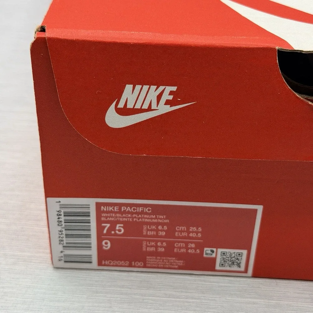Nike Pacific Men's 7.5 Retro Running Shoes White Black Gum Sole HQ2052 100
